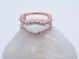 0.50 Carat (ctw) 10K Rose Gold Round Cut Diamond Ladies Anniversary Wedding Band 5 Stone Enhancer Guard Double Ring 1/2 CT