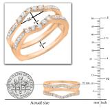 0.50 Carat (ctw) 10K Rose Gold Round Cut Diamond Ladies Anniversary Wedding Band 5 Stone Enhancer Guard Double Ring 1/2 CT