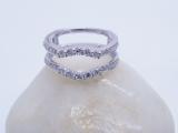 0.50 Carat (ctw) 10K White Gold Round Cut Diamond Ladies Anniversary Wedding Band 5 Stone Enhancer Guard Double Ring 1/2 CT