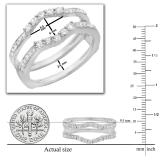 0.50 Carat (ctw) 10K White Gold Round Cut Diamond Ladies Anniversary Wedding Band 5 Stone Enhancer Guard Double Ring 1/2 CT