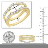 0.50 Carat (ctw) 10K Yellow Gold Round Cut Diamond Ladies Anniversary Wedding Band 5 Stone Enhancer Guard Double Ring 1/2 CT
