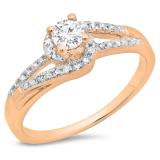 0.45 Carat (ctw) 10K Rose Gold Round Cut Diamond Ladies Twisted Split Shank Bridal Engagement Ring 1/2 CT