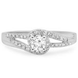 0.45 Carat (ctw) 14K White Gold Round Cut Diamond Ladies Twisted Split Shank Bridal Engagement Ring 1/2 CT
