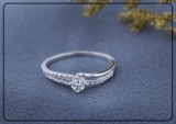 0.33 Carat (ctw) 10K White Gold Round Cut Diamond Ladies Bridal Wave Promise Engagement Ring 1/3 CT