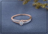0.33 Carat (ctw) 18K Rose Gold Round Cut Diamond Ladies Bridal Wave Promise Engagement Ring 1/3 CT
