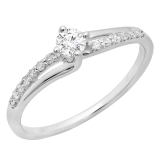 0.33 Carat (ctw) 18K White Gold Round Cut Diamond Ladies Bridal Wave Promise Engagement Ring 1/3 CT