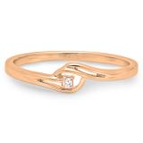 0.03 Carat (ctw) 10K Rose Gold Round Cut Diamond Ladies Bridal Bypass Solitaire Promise Ring
