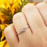 0.03 Carat (ctw) 10K White Gold Round Cut Diamond Ladies Bridal Bypass Solitaire Promise Ring