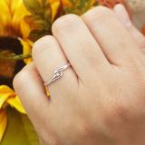 0.03 Carat (ctw) 10K White Gold Round Cut Diamond Ladies Bridal Bypass Solitaire Promise Ring