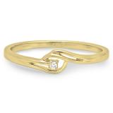 0.03 Carat (ctw) 18K Yellow Gold Round Cut Diamond Ladies Bridal Bypass Solitaire Promise Ring