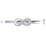 0.06 Carat (ctw) Sterling Silver Round Cut White Diamond Ladies Infinity Loop Bangle Bracelet