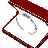 0.06 Carat (ctw) Sterling Silver Round Cut White Diamond Ladies Infinity Loop Bangle Bracelet