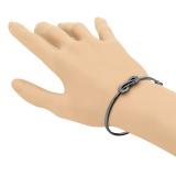 0.08 Carat (ctw) Black Rhodium Plated Sterling Silver Round Cut Black Diamond Ladies Infinity Loop Bangle Bracelet