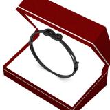 0.08 Carat (ctw) Black Rhodium Plated Sterling Silver Round Cut Black Diamond Ladies Infinity Loop Bangle Bracelet