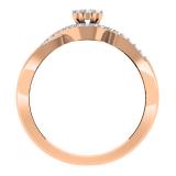 0.30 Carat (ctw) 10K Rose Gold Round Cut Diamond Ladies Twisted Swirl Split Shank Bridal Cluster Engagement Ring 1/3 CT