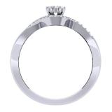 0.30 Carat (ctw) 10K White Gold Round Cut Diamond Ladies Twisted Swirl Split Shank Bridal Cluster Engagement Ring 1/3 CT