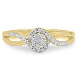 0.30 Carat (ctw) 10K Yellow Gold Round Cut Diamond Ladies Twisted Swirl Split Shank Bridal Cluster Engagement Ring 1/3 CT