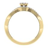0.30 Carat (ctw) 10K Yellow Gold Round Cut Diamond Ladies Twisted Swirl Split Shank Bridal Cluster Engagement Ring 1/3 CT