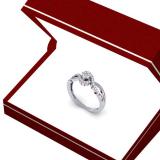 0.30 Carat (ctw) 14K White Gold Round Cut Diamond Ladies Twisted Swirl Split Shank Bridal Cluster Engagement Ring 1/3 CT