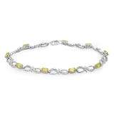 2.57 Carat (ctw) Sterling Silver Real Oval Cut Genuine Peridot & Round White Diamond Ladies Link Bracelet