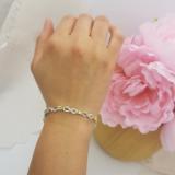 2.57 Carat (ctw) Sterling Silver Real Oval Cut Genuine Peridot & Round White Diamond Ladies Link Bracelet