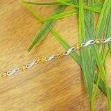 3.88 Carat (ctw) Sterling Silver Real Oval Cut Genuine Citrine & Round White Diamond Ladies Link Bracelet