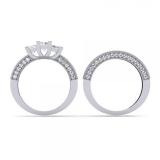 2.30 Carat (ctw) 14K White Gold Princess & Round Cut Diamond Ladies Bridal 3 Stone Engagement Ring With Matching Band Set 2 1/3 CT
