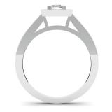 0.50 Carat (ctw) 10K White Gold Princess & Round Diamond Ladies Halo Style Bridal Engagement Ring 1/2 CT