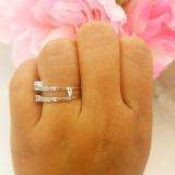 0.80 Carat (ctw) 14K White Gold Round Cut Diamond Ladies Anniversary Wedding Band 3 Stone Enhancer Guard Double Ring 3/4 CT