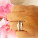 0.80 Carat (ctw) 14K White Gold Round Cut Diamond Ladies Anniversary Wedding Band 3 Stone Enhancer Guard Double Ring 3/4 CT