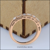 0.60 Carat (ctw) 10K Rose Gold Princess & Baguette Cut Diamond Ladies Anniversary Wedding Band Stackable Ring