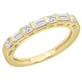 0.60 Carat (ctw) 10K Yellow Gold Princess & Baguette Cut Diamond Ladies Anniversary Wedding Band Stackable Ring