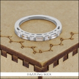 0.60 Carat (ctw) 14K White Gold Princess & Baguette Cut Diamond Ladies Anniversary Wedding Band Stackable Ring