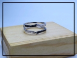 0.33 Carat (ctw) 10K White Gold Round Black & White Diamond Ladies Anniversary Wedding Enhancer Guard Double Ring 1/3 CT