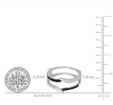 0.33 Carat (ctw) 10K White Gold Round Black & White Diamond Ladies Anniversary Wedding Enhancer Guard Double Ring 1/3 CT