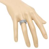 0.35 Carat (ctw) 10K White Gold Round White Diamond Ladies Swirl Crossover Bridal Wedding Band With Plain Contour Wedding Band Set 1/3 CT