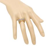 0.35 Carat (ctw) 14K Yellow Gold Round White Diamond Ladies Swirl Crossover Bridal Wedding Band With Plain Contour Wedding Band Set 1/3 CT