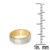 14K Two Tone Gold Men's Ladies Unisex Ring 7 MM Flat Fancy Shiny Polished Wedding Band