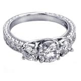 1.15 Carat (ctw) 14K White Gold Round Diamond Ladies 3-Stone Bridal Engagement Ring