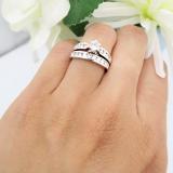 1.00 Carat (ctw) 14k White Gold Round Diamond Ladies Bridal Engagement Ring Set With Matching Band 1 CT