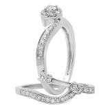0.65 Carat (ctw) 14K White Gold Round Diamond Ladies Twisted Swirl Bridal Halo Engagement Ring With Matching Band Set