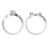 0.65 Carat (ctw) 14K White Gold Round Diamond Ladies Twisted Swirl Bridal Halo Engagement Ring With Matching Band Set