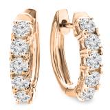 1.00 Carat (ctw) 10K Rose Gold Round White Diamond Ladies Huggies Hoop Earrings 1 CT
