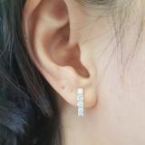 1.00 Carat (ctw) 14K White Gold Round White Diamond Ladies Huggies Hoop Earrings 1 CT