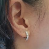 1.00 Carat (ctw) 14K White Gold Round White Diamond Ladies Huggies Hoop Earrings 1 CT