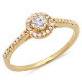 0.50 Carat (ctw) 14k Yellow Gold Round Cut Diamond Ladies Engagement Bridal Halo Ring 1/2 CT