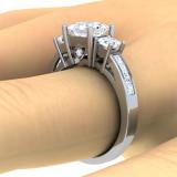 2.00 Carat (ctw) 14k White Gold Princess & Round Diamond Ladies Bridal 3 Stone Engagement Ring 2 CT