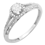 0.40 Carat (ctw) 14k White Gold Round Diamond Ladies Engagement Halo Style Split Shank Bridal Ring