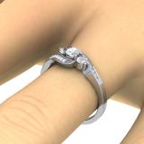 0.50 Carat (ctw) 14k White Gold Round Diamond Ladies Swirl Engagement 3 Stone Bridal Ring 1/2 CT