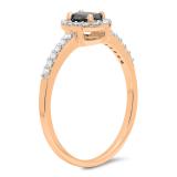 0.50 Carat (ctw) 10K Rose Gold Oval Cut Black & Round White Diamond Ladies Halo Bridal Engagement Ring 1/2 CT